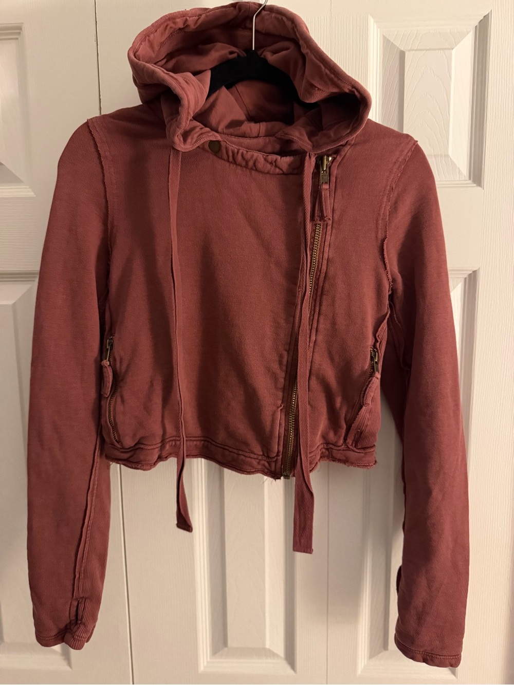 We the Free (FP) Sweater Distressed Asymmetrical Moto Jacket XS